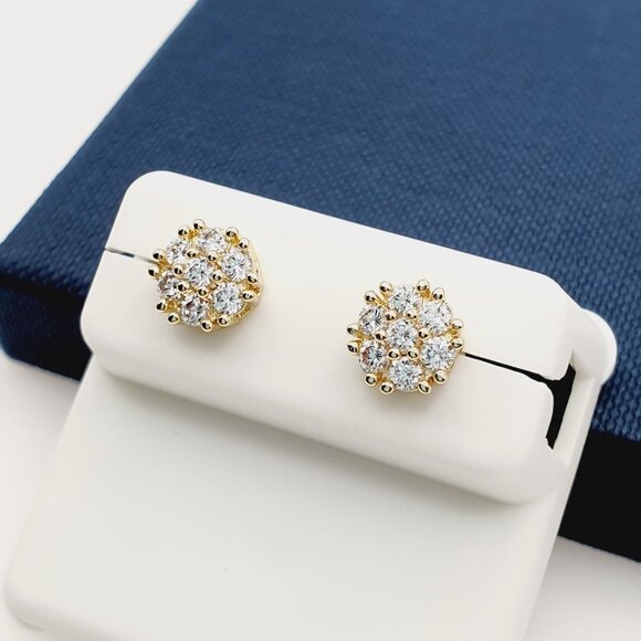 "14K Gold Plated Cubic Zircon Earrings, INUS1BR115 - Picture 1 of 8